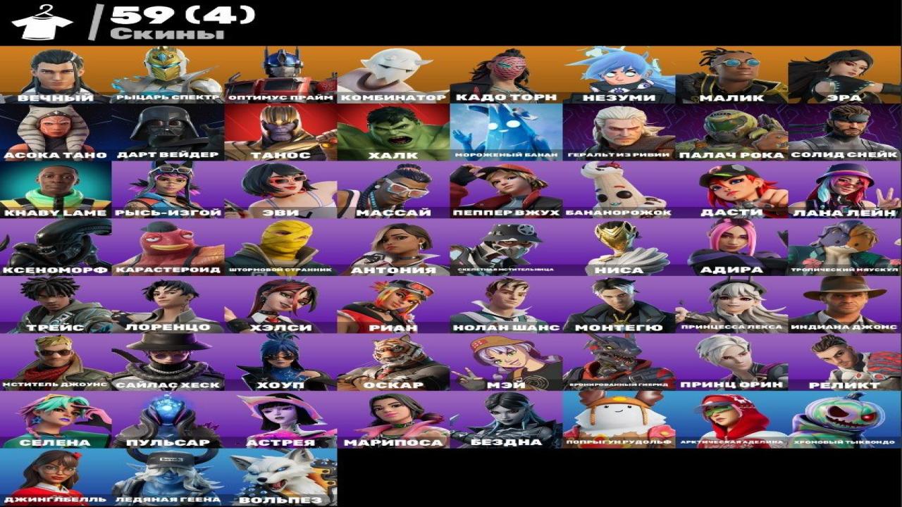 Diverse Fortnite Collection with 59 Unique Skins 🎭🖥