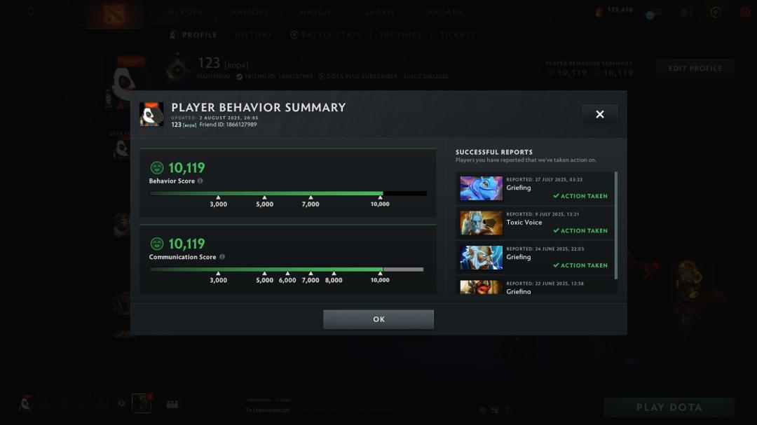 Dota 2 Account with Rating and 225 Hours Played