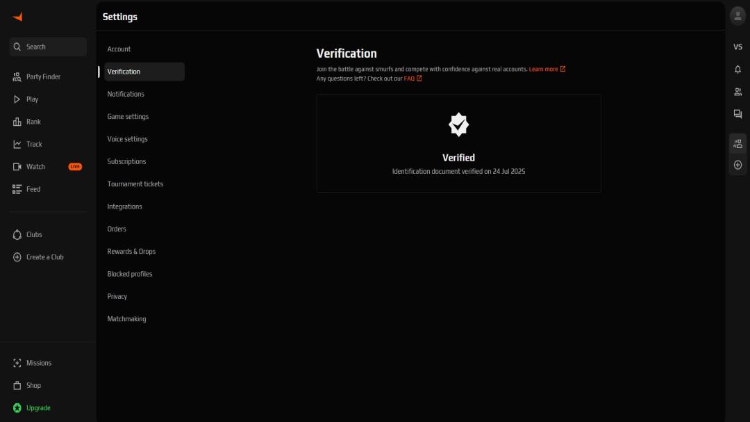 Prime FACEIT Account with Registration Available