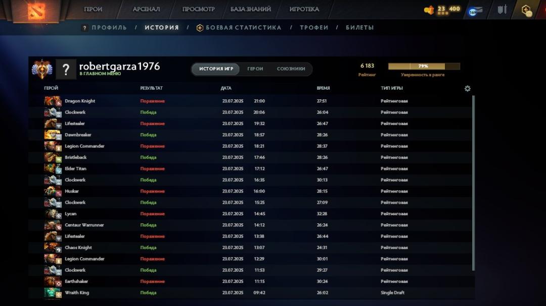 High-Ranked Dota 2 Account with 7164 MMR and 594 Hours Played