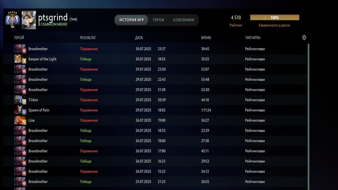 High-Ranked Dota 2 Account with 665 Hours and 4510 MMR