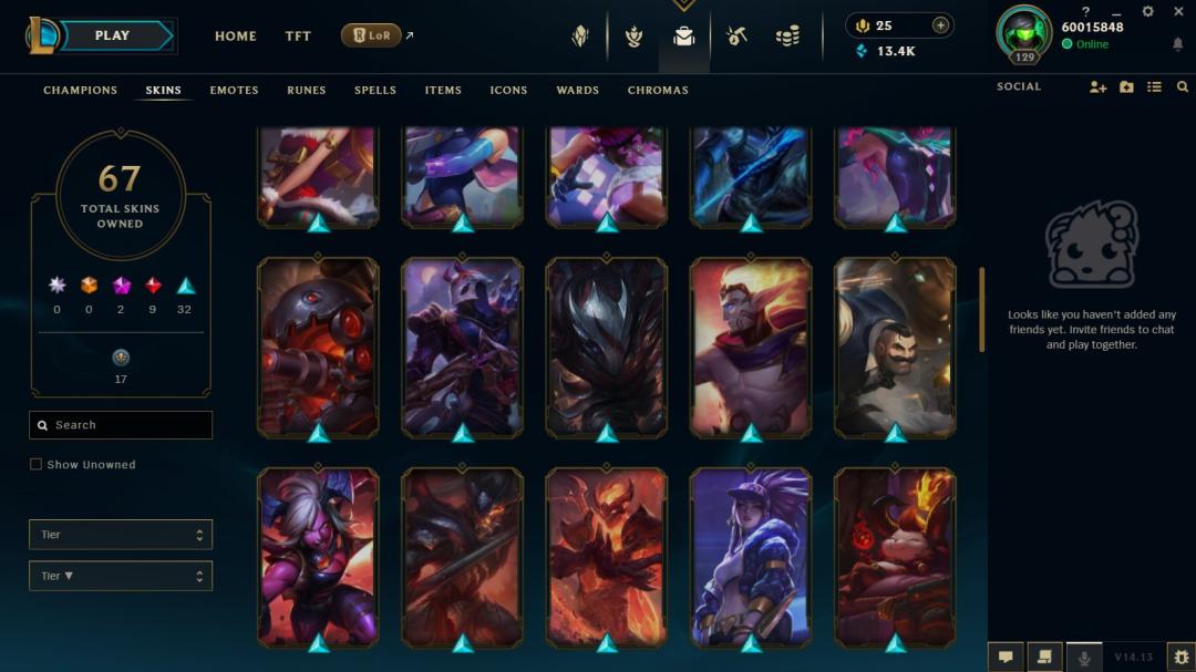 EU West Account with 78 Champions and 67 Skins, Level 129
