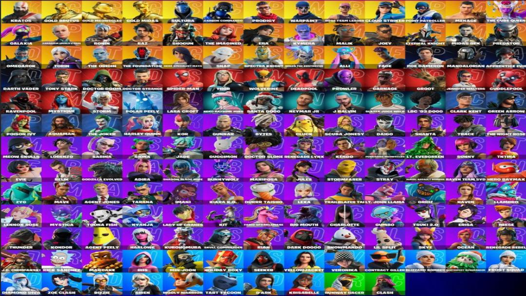 Diverse Fortnite Collection with 166 Unique Skins 🎭🖥