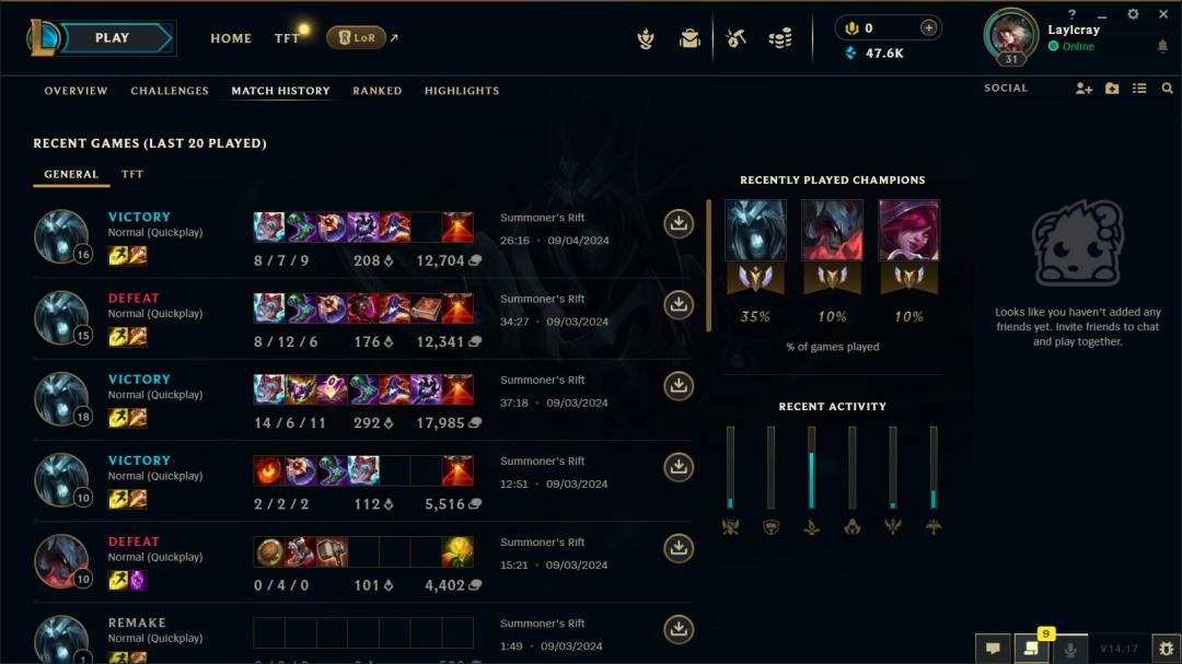 Level 30 EU West Account with 1 Champion, Unranked Status