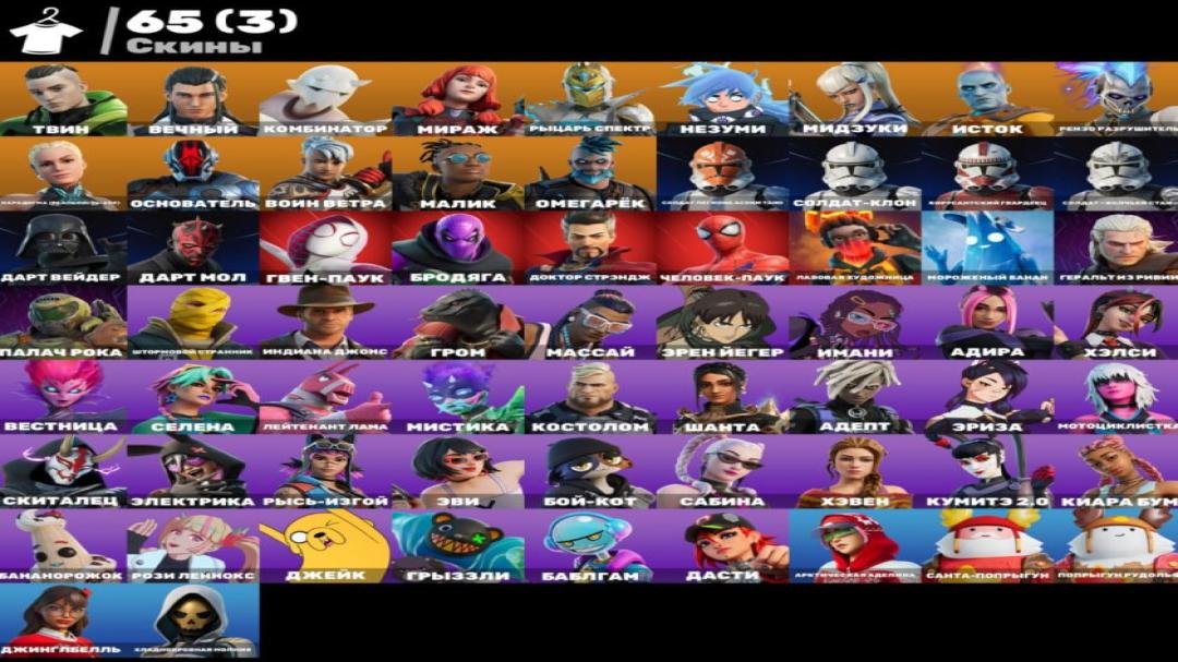 Diverse Fortnite Collection with 65 Unique Skins 🎭🖥