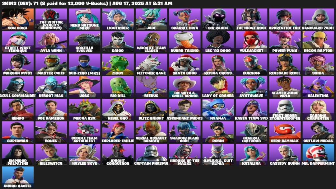 Impressive Fortnite Collection with 71 Unique Skins on PC 🎭🖥