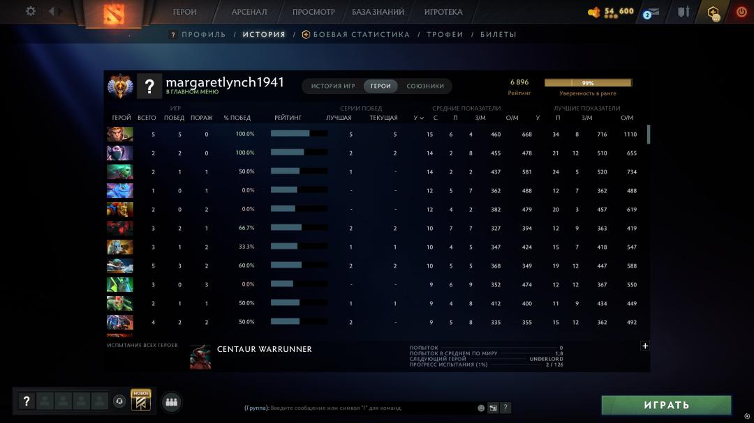 High-Ranked Dota 2 Account with 6896 MMR and 191 Hours Played
