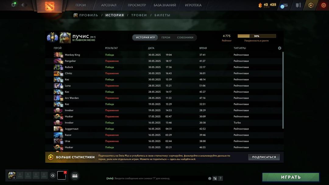🏅 MMR 4775 | 🕒 1774h | 🛡 Integrity 5319