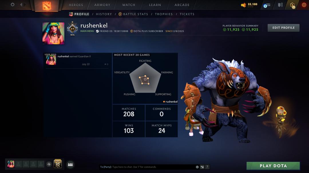 Ranked Dota 2 Account with 1484 MMR and 200 Hours Played