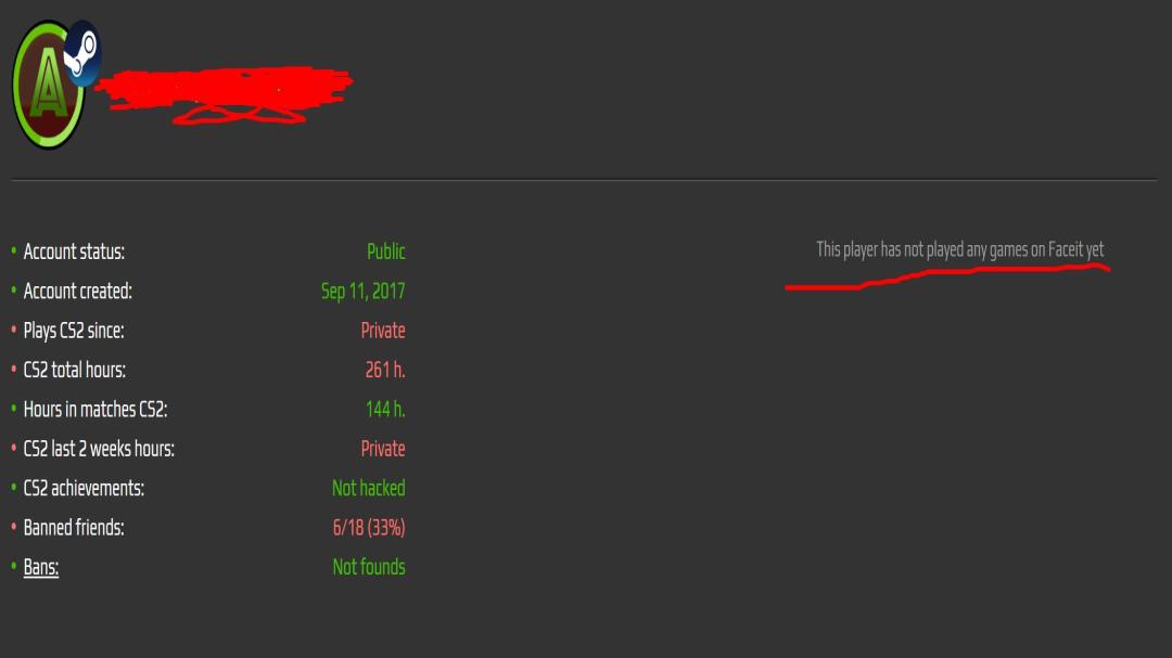 Prime Account with CS Rating and FACEIT ELO