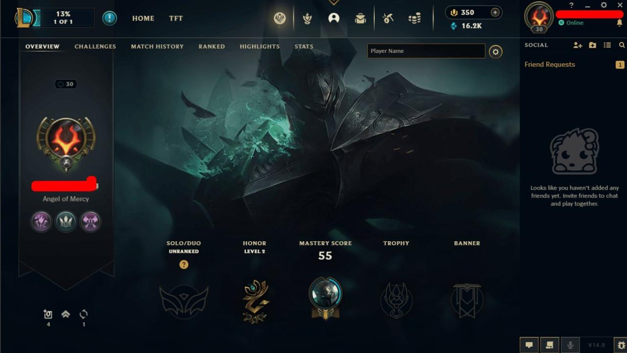 Unranked Level 30 Account with 1 Champion and 1 Skin on NA Server