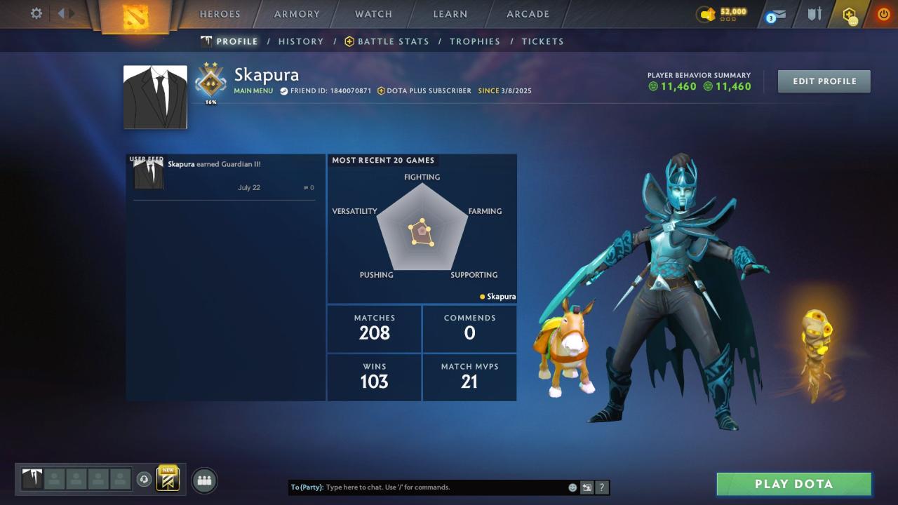 Ranked Dota 2 Account with 150 Hours and 1000 MMR