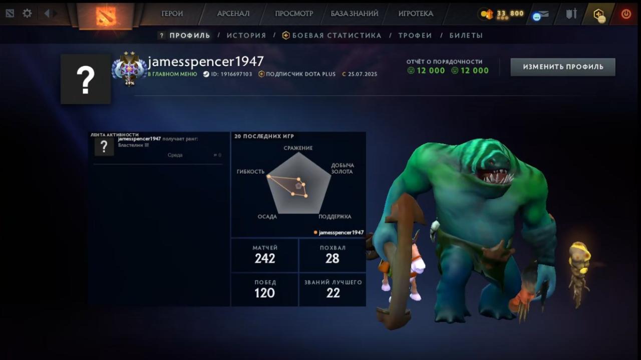 High-Ranked Dota 2 Account with 4062 MMR and 190 Hours