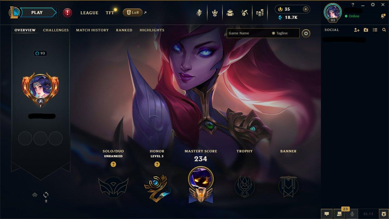 Level 93 Account with 76 Champions and 24 Skins on EU West