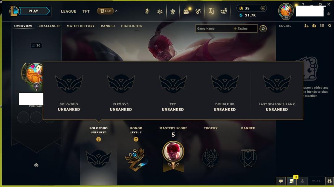 Unranked Level 30 Account with Champion on EU West
