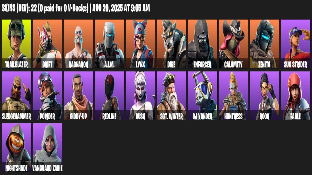 Diverse Fortnite Collection with 22 Unique Skins on PC 🖥️🎭