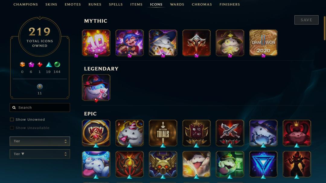 Diverse Collection with 170 Champions and 348 Skins