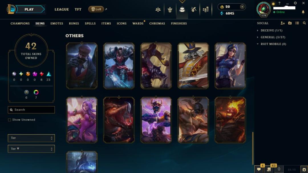 Epic EU West Account with 81 Champions and 42 Skins