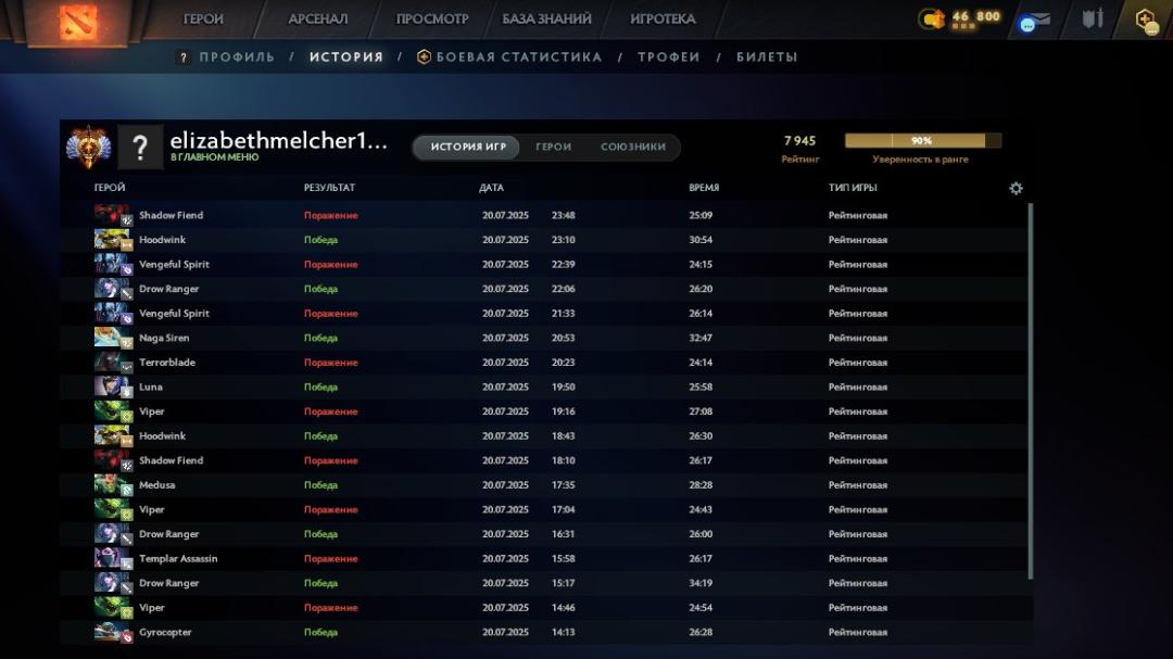 🏆 High MMR Dota 2 Account | 7945 MMR, 12000 Behavior Score | 630 Hours | 1 Available 🎮