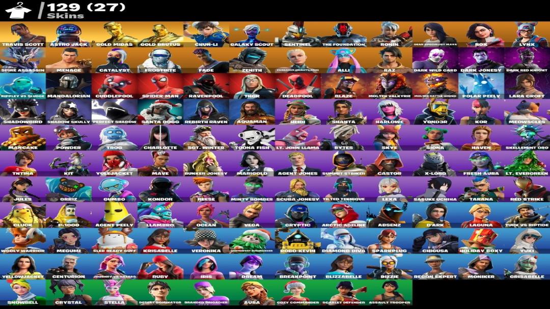 Diverse Fortnite Collection with 129 Unique Skins 🎭🖥