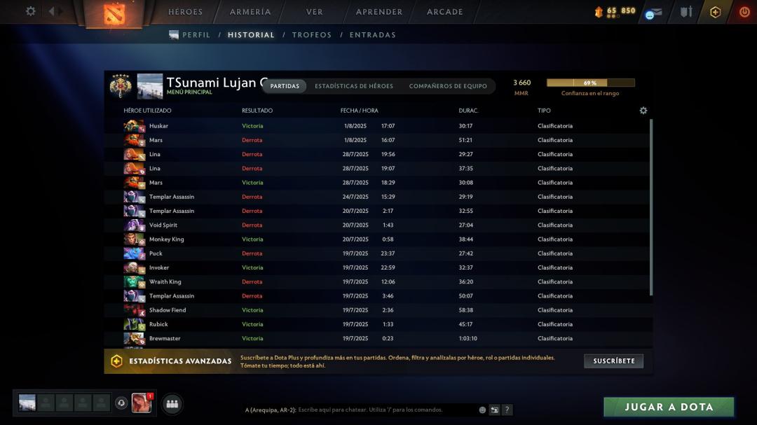 High-Ranked Dota 2 Account with 1372 Hours and 3660 MMR