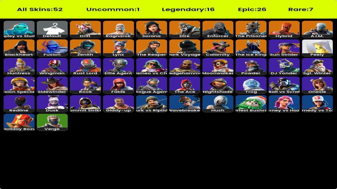 Diverse Collection of 51 Unique Skins for PC Battle Royale