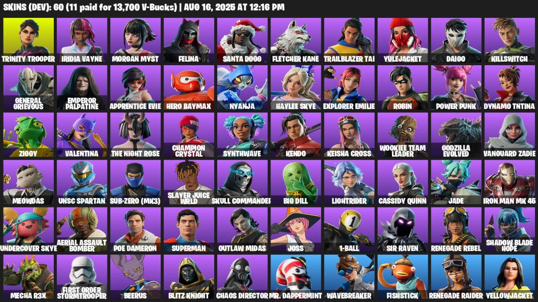 Diverse Fortnite Collection with 60 Unique Skins 🎭🖥