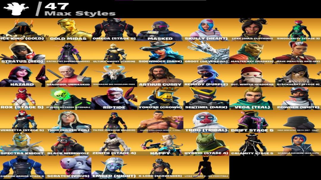 Diverse Fortnite Collection with 164 Unique Skins 🎭🖥