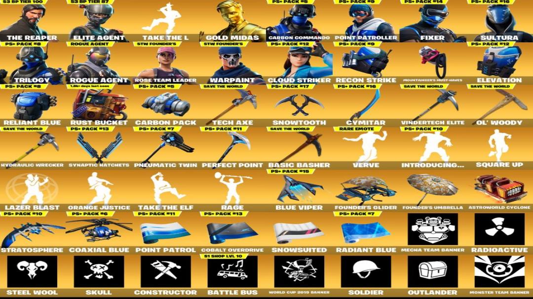Diverse Collection of 44 Unique Fortnite Skins for PC Battle Royale
