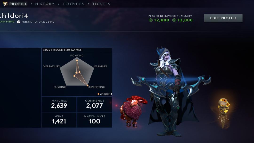 High-Ranked Dota 2 Account with 6600 MMR and 2700 Hours