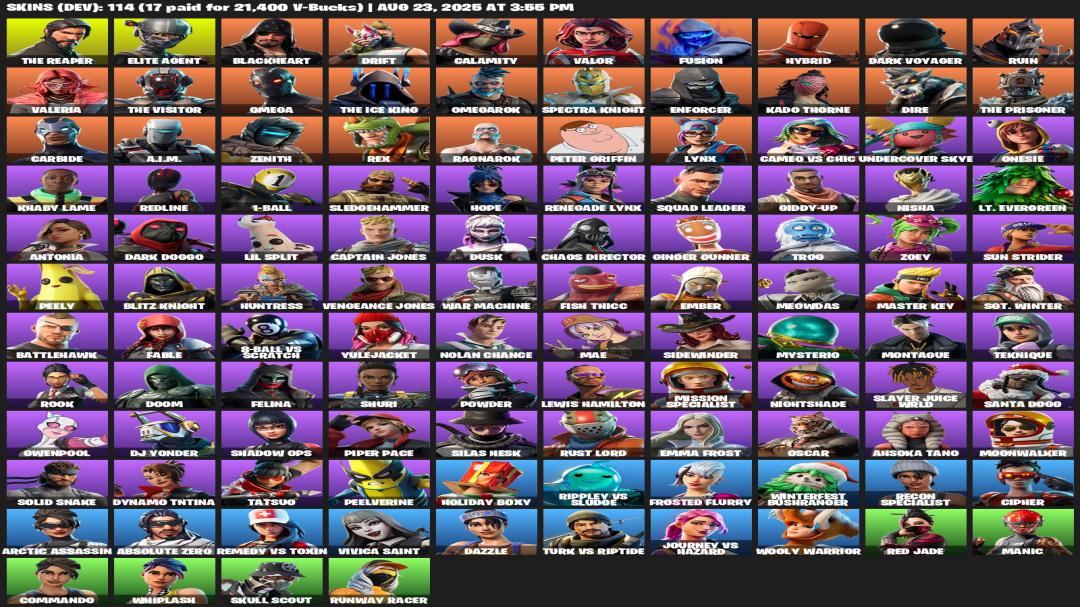 Diverse Collection of 114 Skins on PC Battle Royale 🎭🖥