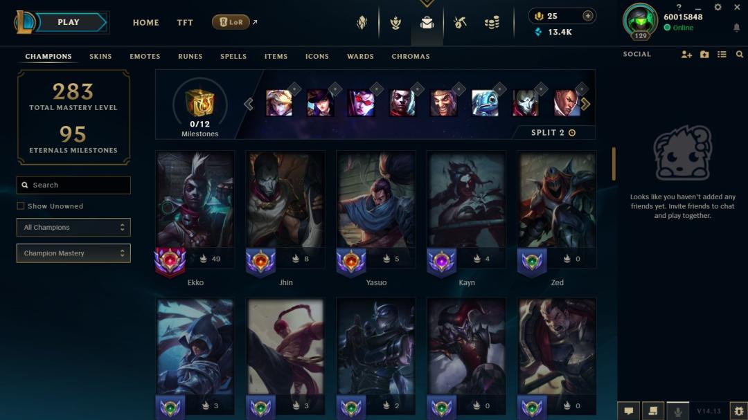 EU West Account with 78 Champions and 67 Skins, Level 129