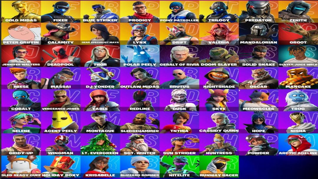 Diverse Fortnite Collection with 62 Unique Skins 🎭🖥