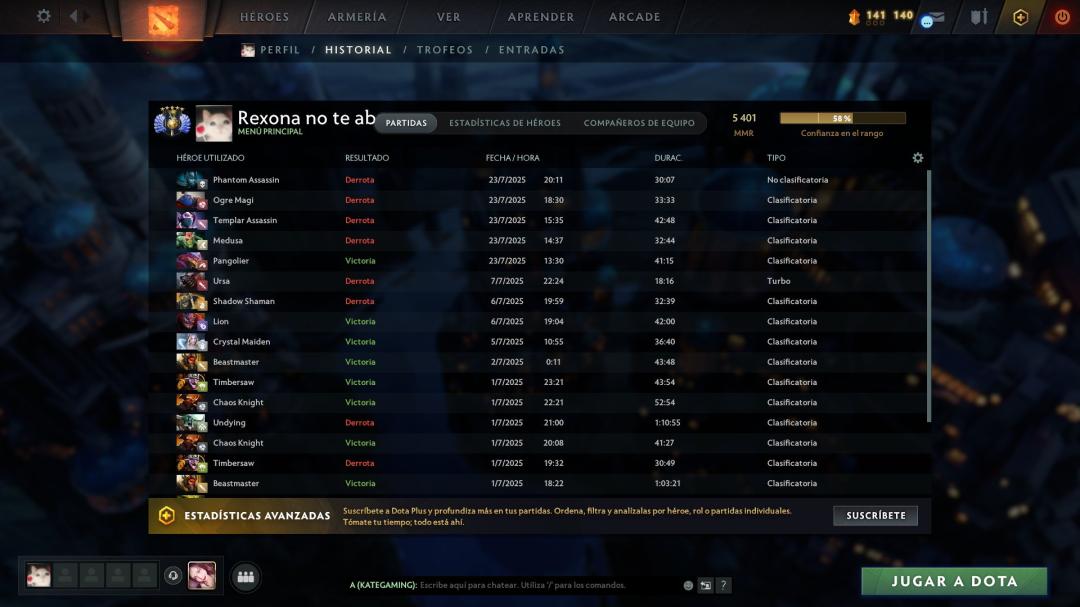 High-Ranked Dota 2 Account with 5401 MMR and 1483 Hours