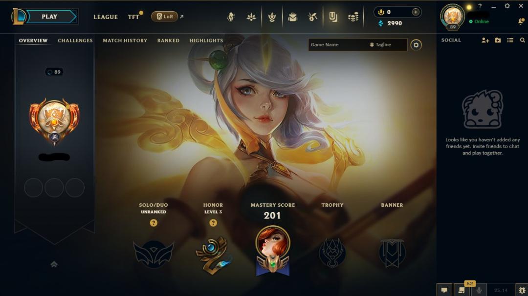 🎮 EU West | Level 89 | 54 Champions | 18 Skins | Unranked 🛡