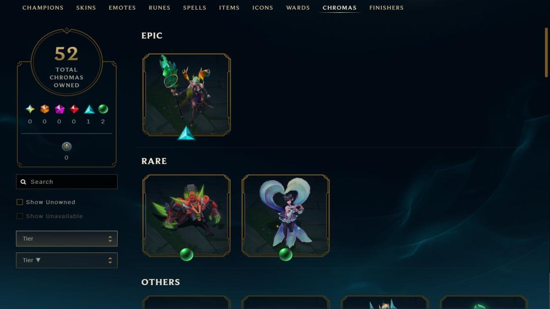 Diverse Collection with 170 Champions and 348 Skins