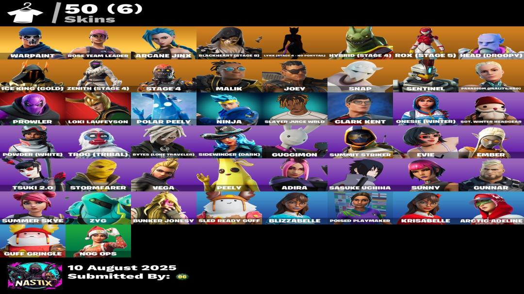 Diverse Fortnite Collection with 50 Unique Skins 🎭🖥