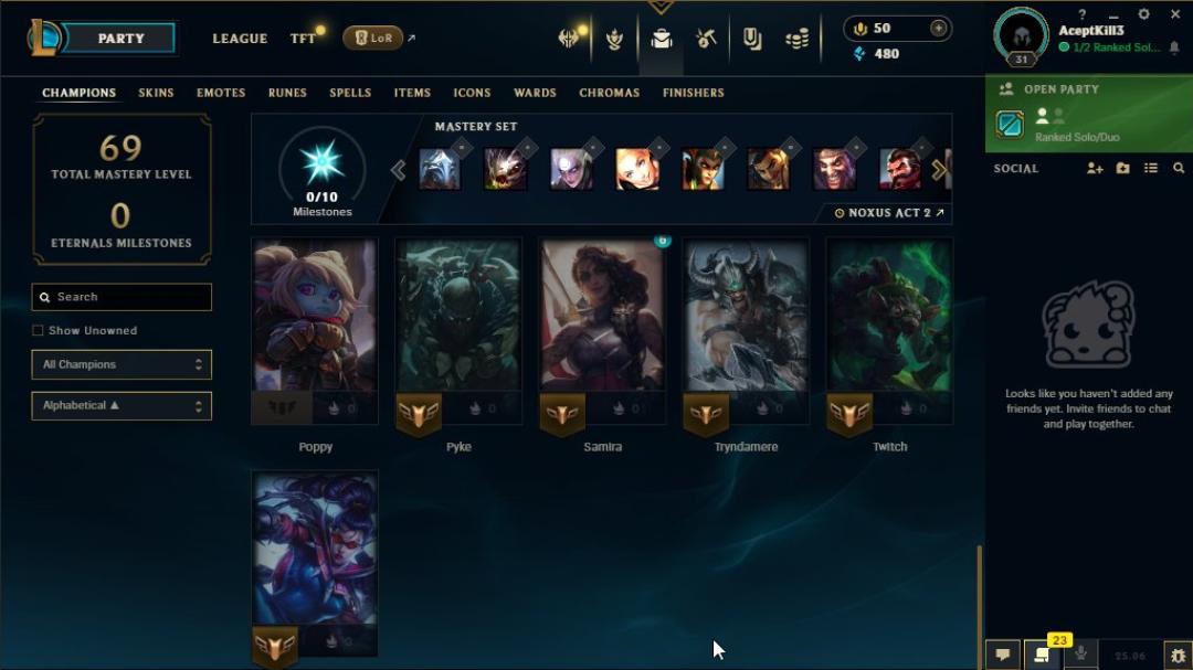 Silver Rank Account with 21 Champions and 5 Skins on EU West