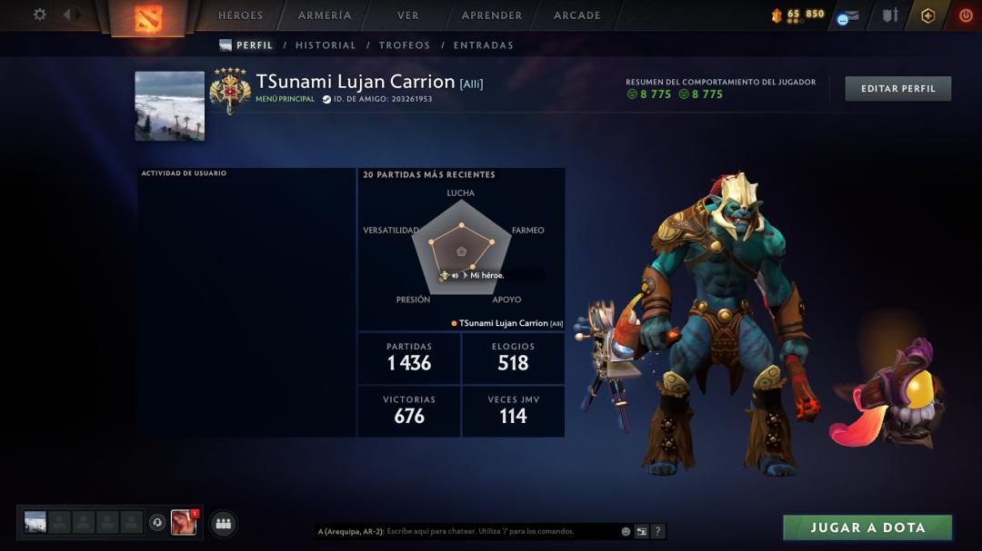 High-Ranked Dota 2 Account with 1372 Hours and 3660 MMR