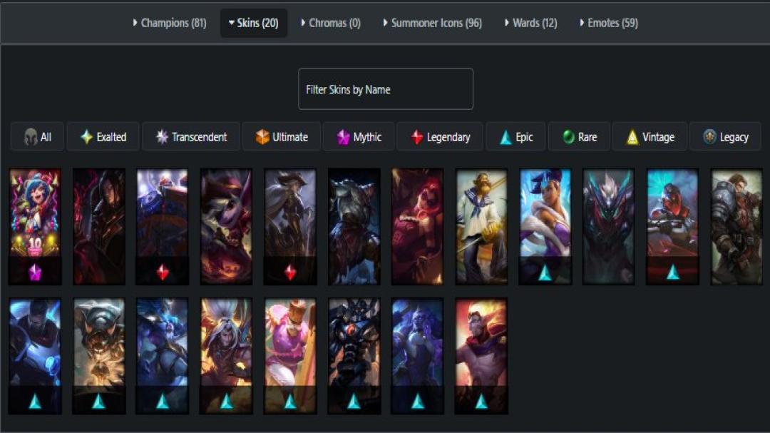 Unranked EU West Account with 50 Champions and 21 Skins