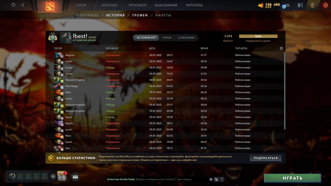 Ranked Dota 2 Account with 1160 Hours and 6500 Conduct