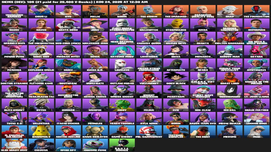 Diverse Fortnite Collection with 105 Unique Skins on PC 🎭🖥