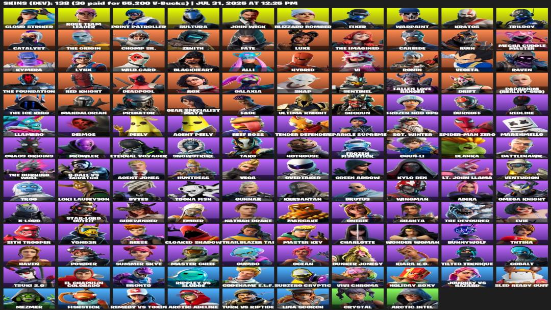 Diverse Fortnite Collection with 138 Unique Skins 🎭🖥