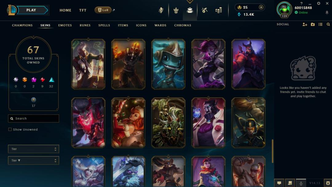 EU West Account with 78 Champions and 67 Skins, Level 129