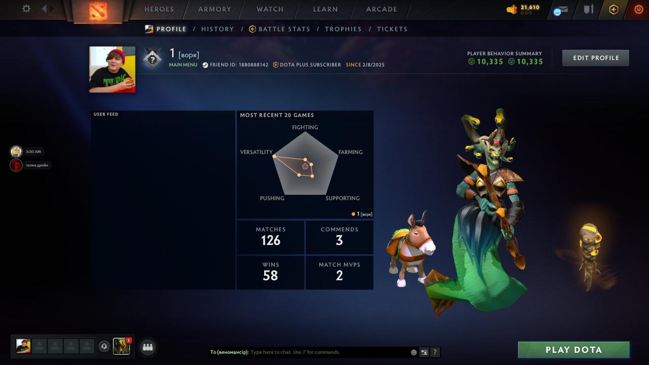 Ranked Dota 2 Account with 130 Hours and 800 MMR