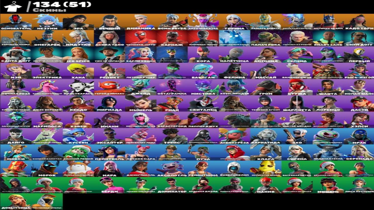 Diverse Fortnite Collection with 134 Unique Skins 🎭🖥