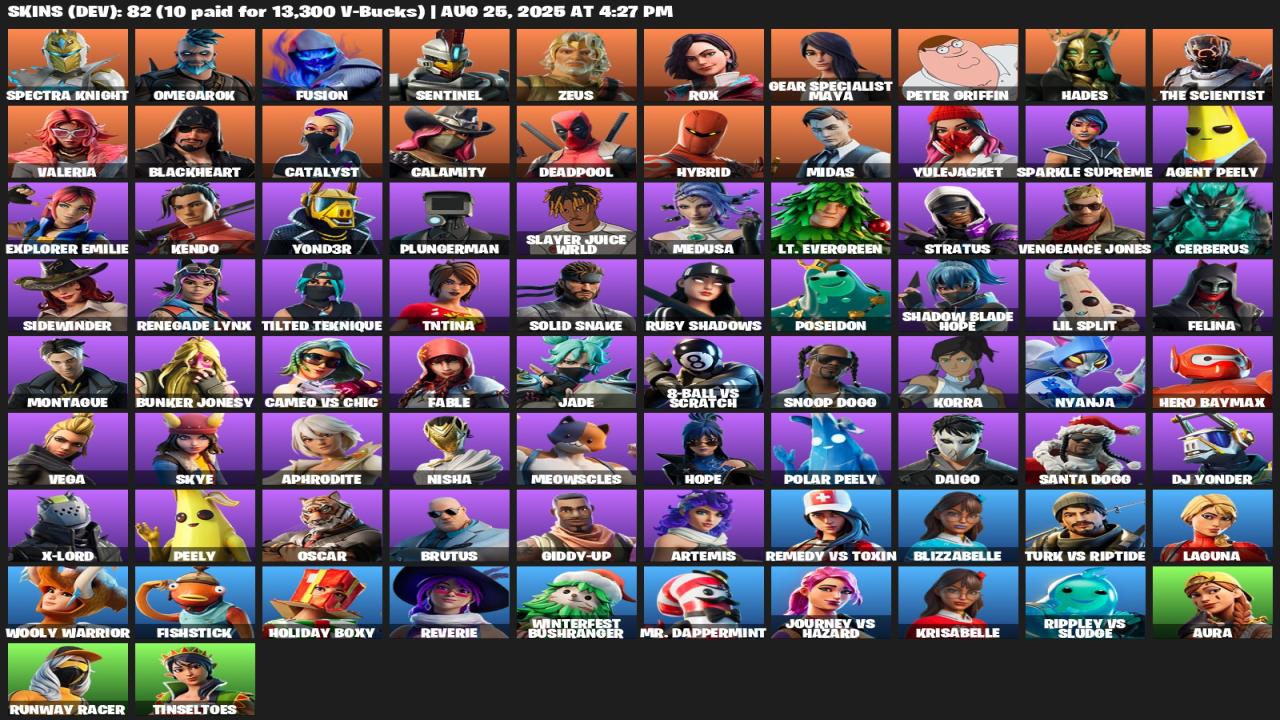 Epic Battle Royale Collection with 82 Unique Skins 🎭🖥