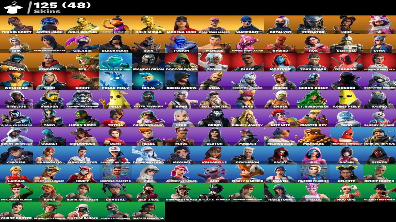 Diverse Fortnite Collection with 125 Unique Skins 🎭🖥