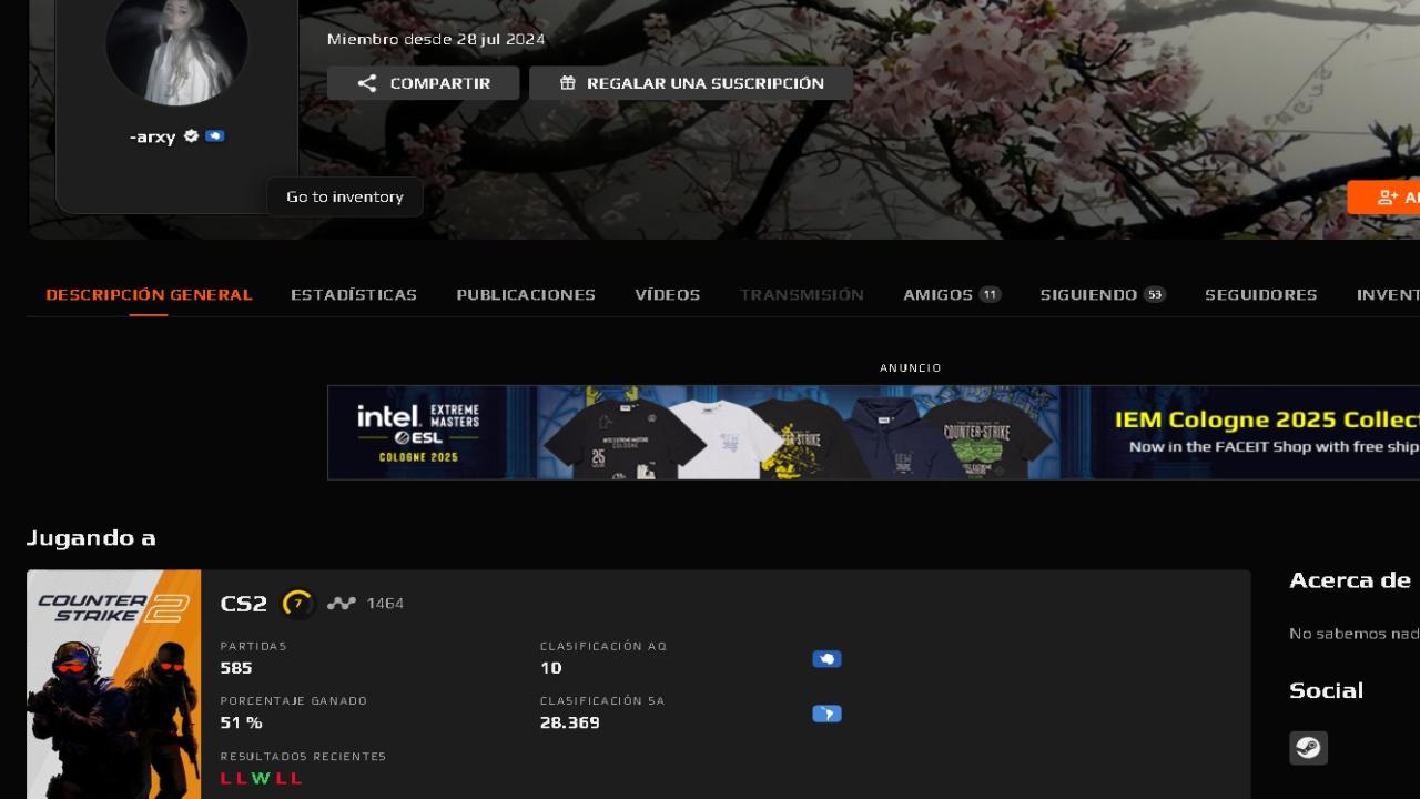 FACEIT Account with 1464 ELO and Registration