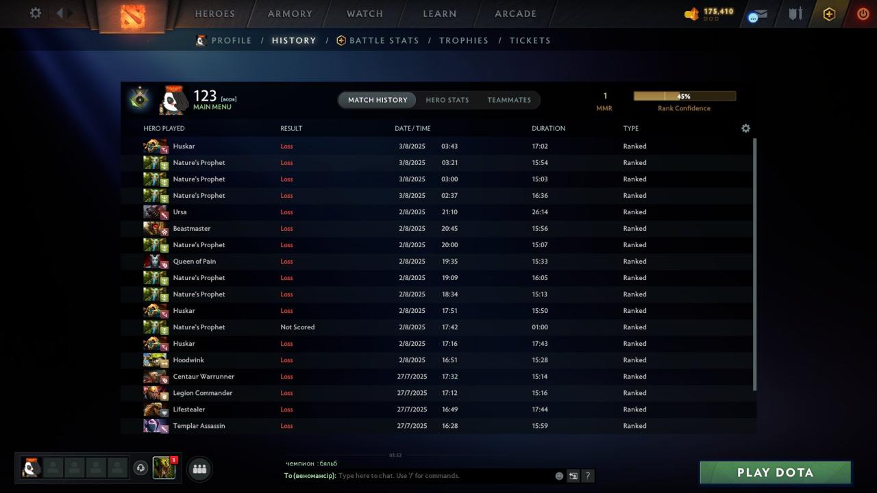 Dota 2 Account with Rating and 225 Hours Played